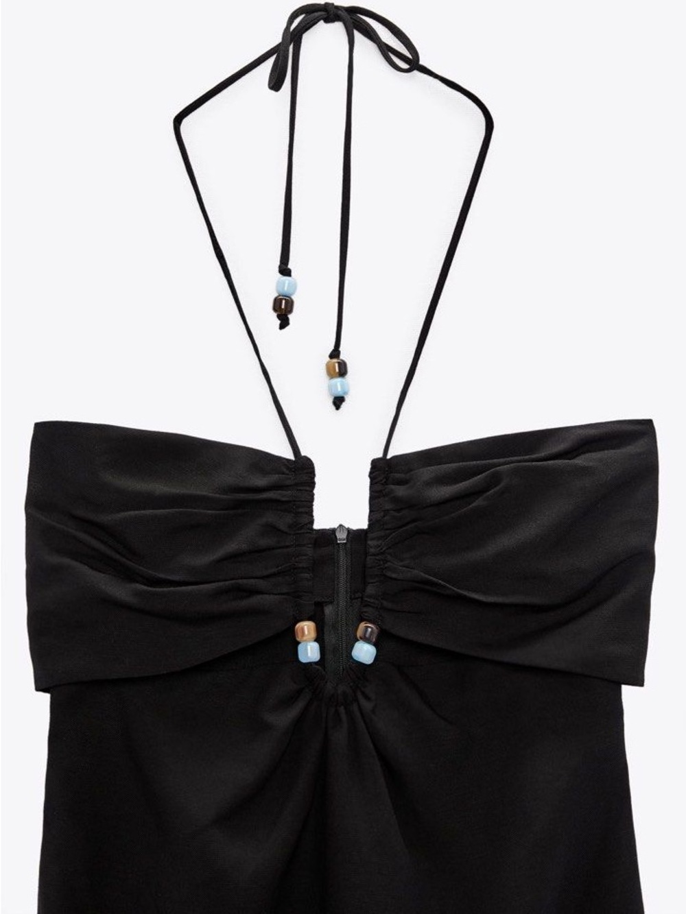 *NWT* Zara Beaded Linen Blend Halter Mini Dress